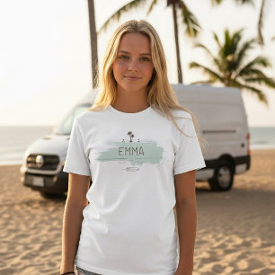 Vintage Van Life Sage Coastal Chic Girls T-Shirt