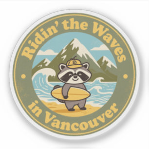Vintage Vancouver Racoon Surfer
