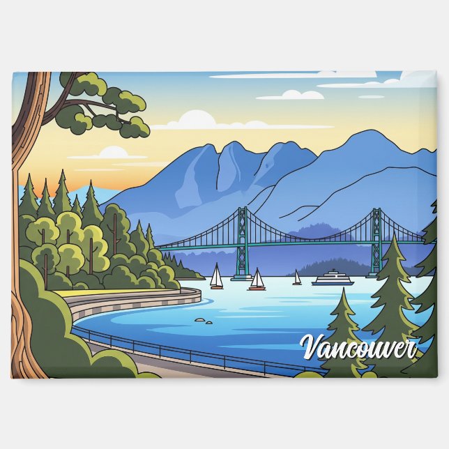 Vintage Vancouver Stanley Park Canada Travel Magnet (Front)