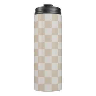 Vintage Vanilla White coffee cream chequered chess Thermal Tumbler