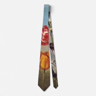 Vintage Variegated Tulip Flowers in a Landscape Tie