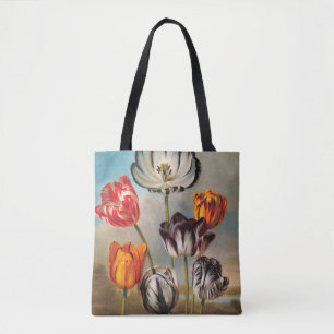 Vintage Variegated Tulip Flowers in a Landscape Tote Bag
