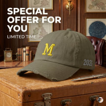 Vintage Varsity Monogram M Class of 2026 Distresse