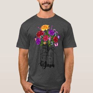 Vintage Vase Of Colourful Wildflower Butterfly Gma T-Shirt