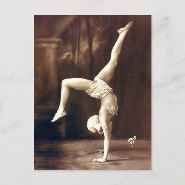 Vintage Vaudeville Circus Handstand Dancer Postcard (Front)