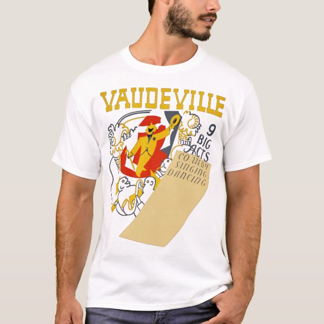 Vintage Vaudeville Show Poster Abstract Art T-Shirt (Front)