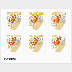 Vintage Vaudeville theatre Show Abstract Art Square Sticker