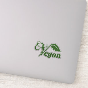 Vintage Vegan Logo Green Leaf