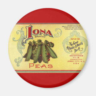 Vintage Vegetable Can Label Art, Iona Brand Peas Magnet