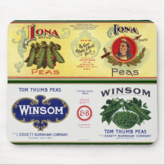 Vintage Vegetable Can Label Art, Iona Brand Peas Mouse Pad