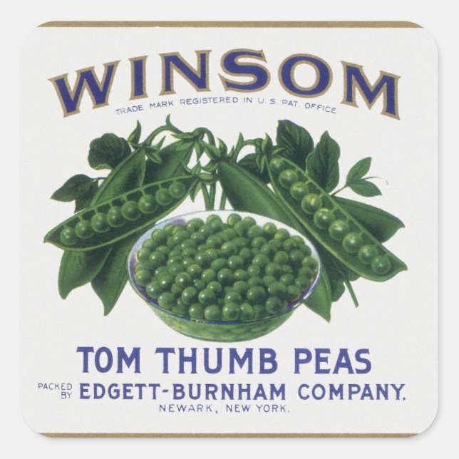 Vintage Vegetable Can Label Art, Winsom Peas (Front)
