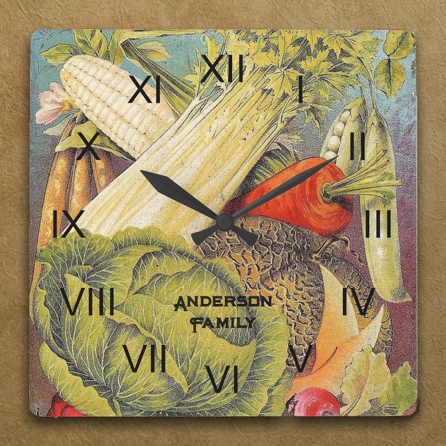 Vintage Vegetable Garden Art Large Clock (Creator Uploaded)