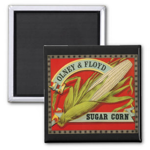 Vintage Vegetable Label, Olney & Floyd Sugar Corn Magnet