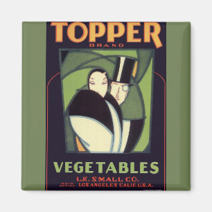 Vintage Vegetable Topper Label, Art Deco Romance Magnet