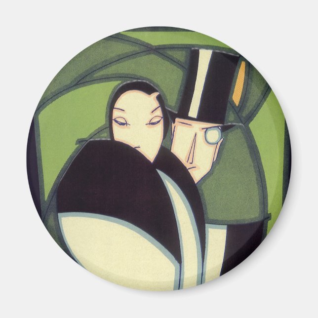 Vintage Vegetable Topper Label, Art Deco Romance Magnet (Front)