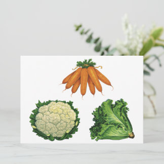 Vintage Vegetables; Carrots, Cauliflower, Lettuce