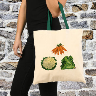 Vintage Vegetables; Carrots, Cauliflower, Lettuce Tote Bag