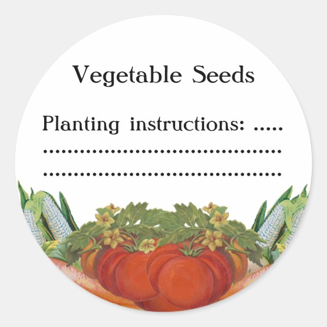 Vintage Vegetables Custom Seed or Canning Label (Front)