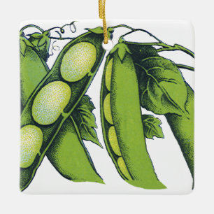 Vintage Vegetables; Lima Beans, Organic Farm Foods Ceramic Tree Decoration