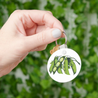 Vintage Vegetables; Lima Beans, Organic Farm Foods Key Ring