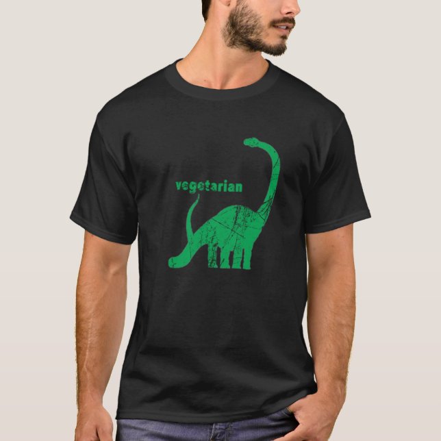 Vintage Vegetarian Brachiosaurus Green T-Shirt (Front)