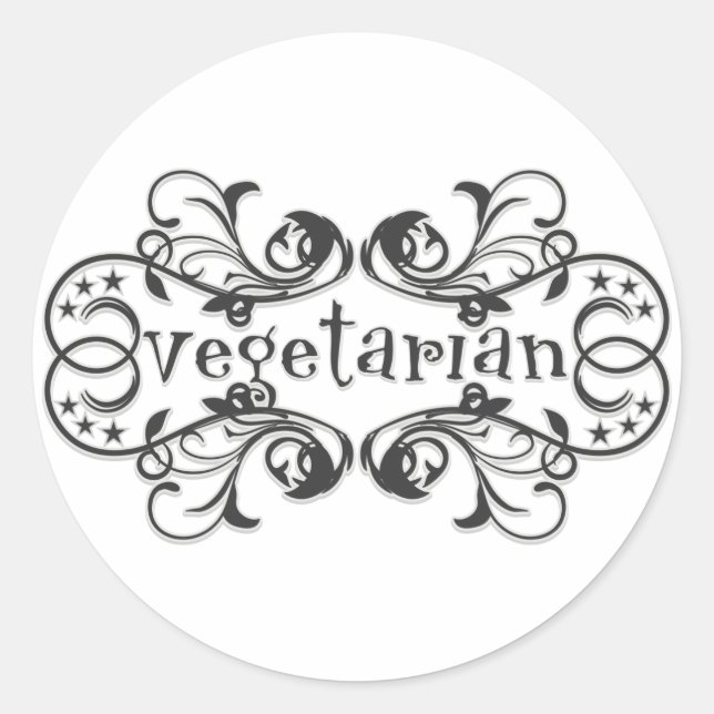 Vintage Vegetarian Classic Round Sticker (Front)