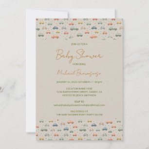 Vintage Vehicles Baby Shower Invitation