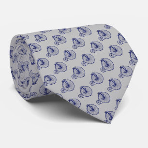 Vintage Velocipede Penny Farthing Bicycle Bike Blu Tie