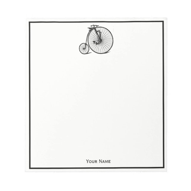 Vintage Velocipede Penny Farthing Bicycle Bike Notepad (Front)