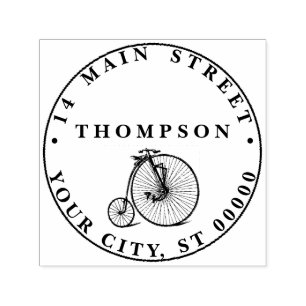 Vintage Velocipede Penny Farthing Bicycle Bike Self-inking Stamp