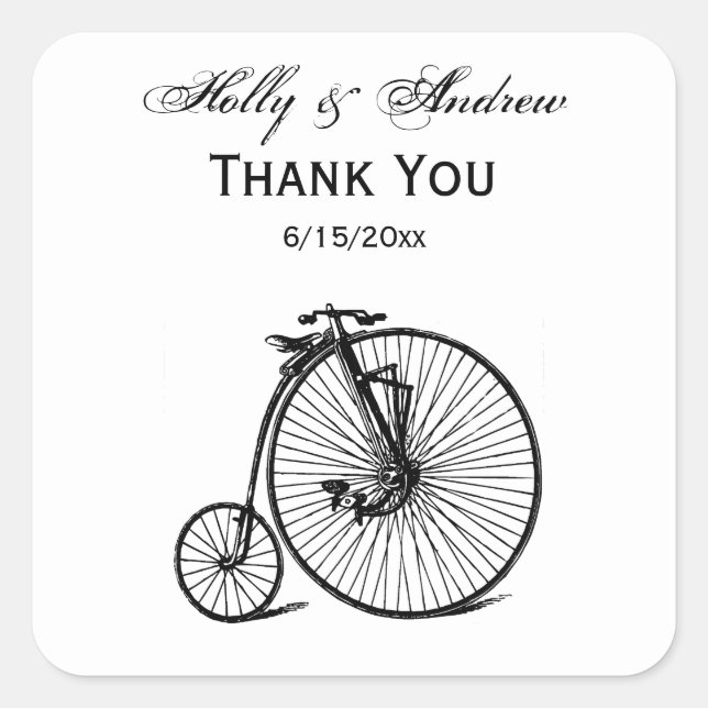 Vintage Velocipede Penny Farthing Bicycle Bike Square Sticker (Front)