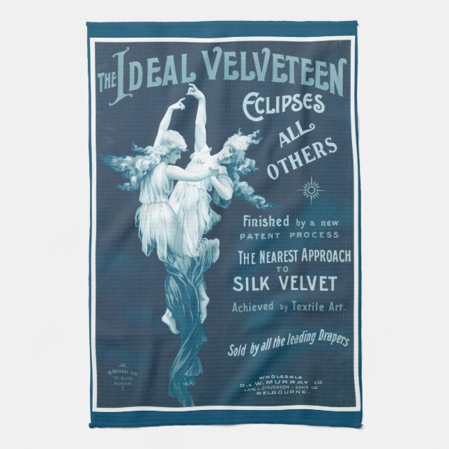 Vintage Velvet Advertising Poster Tea Towel (Vertical)