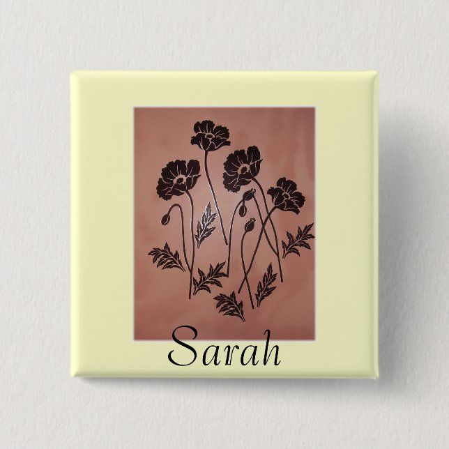 Vintage Velvet Poppies 15 Cm Square Badge (Front)