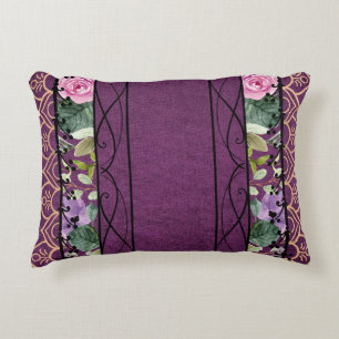 Vintage Velvet Victorian Purple Floral Tapestry Decorative Cushion