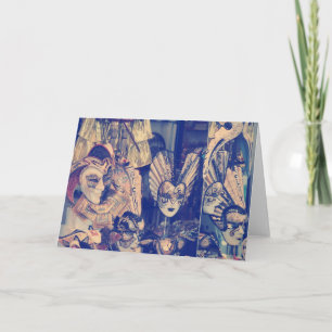 Vintage Venetian carnival masks Card