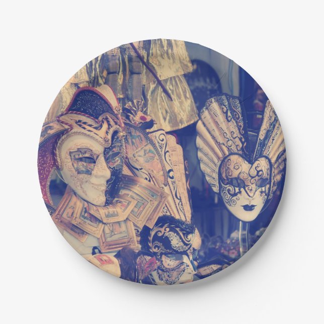 Vintage Venetian carnival masks  Paper Plate (Front)