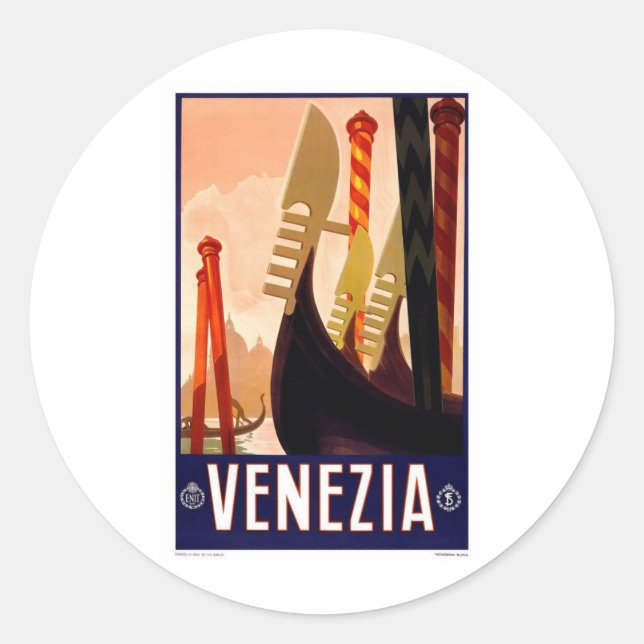 Vintage Venezia Classic Round Sticker (Front)