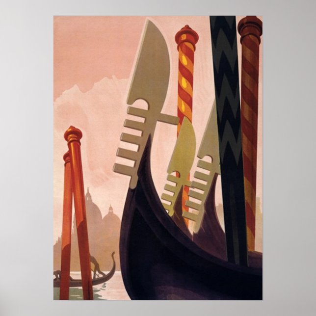 Vintage Venezia Gondolas Art Poster (Front)