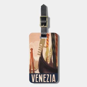 Vintage Venezia Italy Travel Art Venice Gondola Luggage Tag