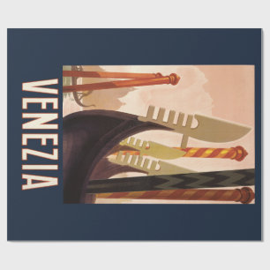 Vintage Venezia Italy Travel Art Venice Gondola Wrapping Paper