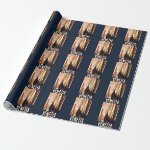 Vintage Venezia Italy Travel Art Venice Gondola Wrapping Paper