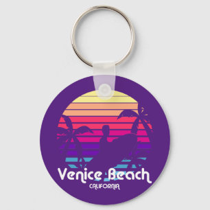 Vintage Venice Beach California Sunset Key Ring