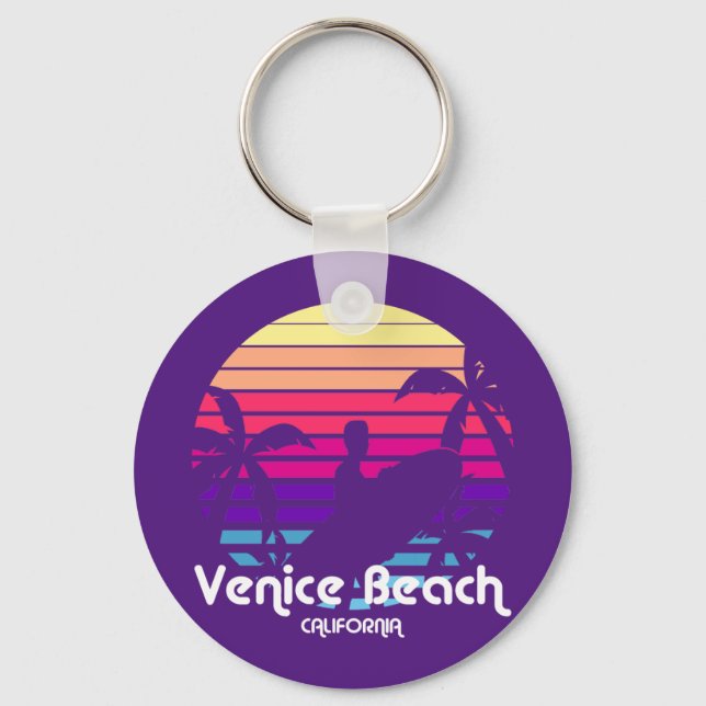Vintage Venice Beach California Sunset Key Ring (Front)