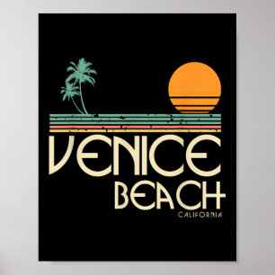 Vintage Venice Beach California Sunset Palms Poster