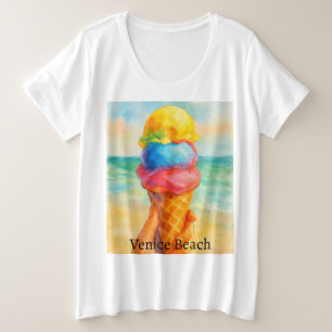 Vintage Venice Beach California Watercolor Plus Size T-Shirt
