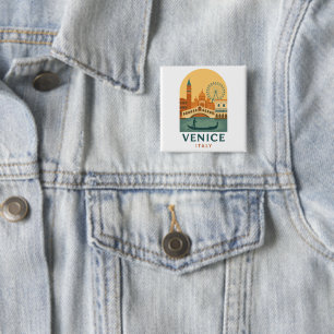 Vintage Venice Italy Button – Retro Gondola Travel