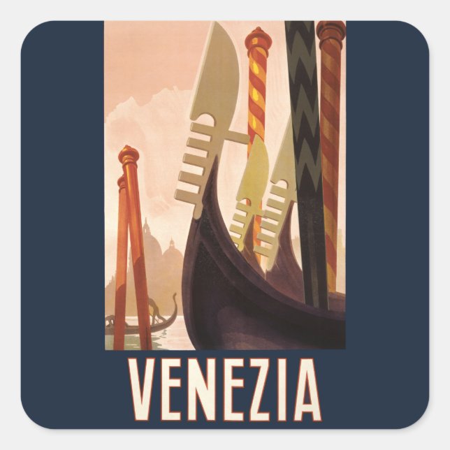 Vintage Venice Italy Gondola Travel Square Sticker (Front)