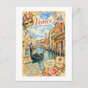 Vintage Venice Italy La Serenissima Travel Postcard
