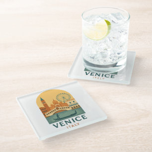 Vintage Venice Italy – Retro Gondola Glass Coaster