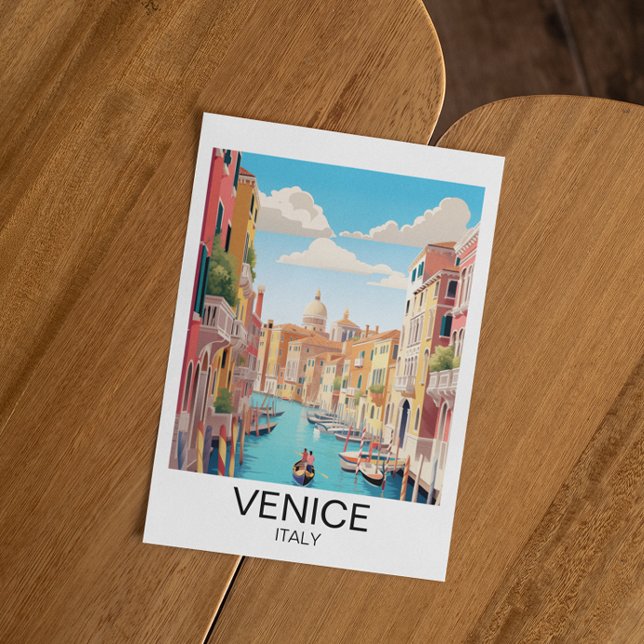 Vintage Venice Italy Travel Artwork Postcard (venice italy vintage gondola postcard)